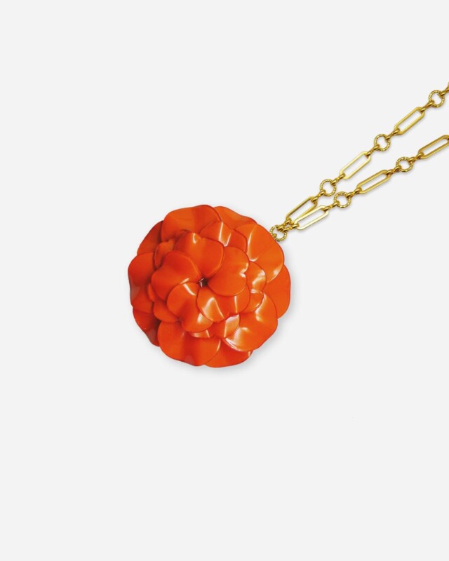Ciléa Paris - Pendentif Géranium - Maxi – Rouge / Je ne veux pas la chaîne