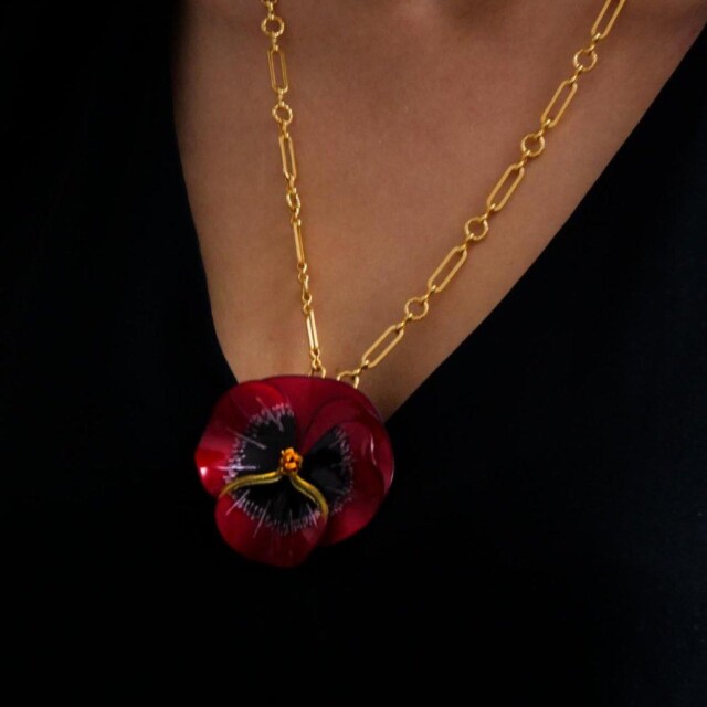 Ciléa Paris - Pendentif Pensée - Maxi – Vert / Je ne veux pas la chaîne