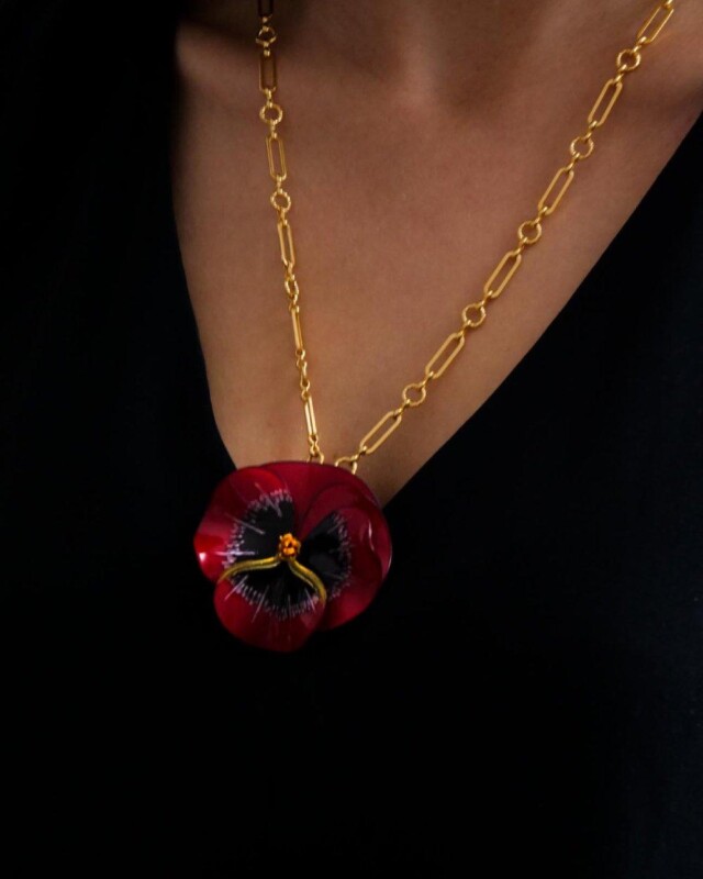 Ciléa Paris - Pendentif Pensée - Maxi – Vert / Je ne veux pas la chaîne