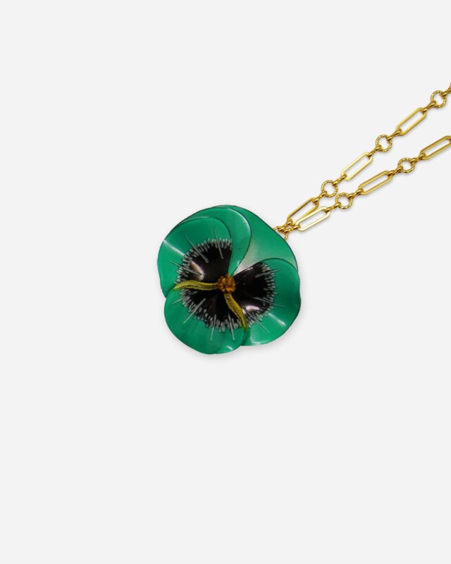 Ciléa Paris - Pendentif Pensée - Maxi – Vert / Je ne veux pas la chaîne