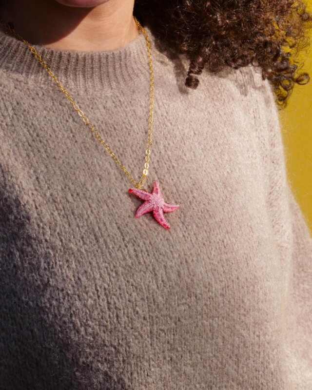 Ciléa Bijoux - Pendentif Ariel - chaine plaqué or – Blanc