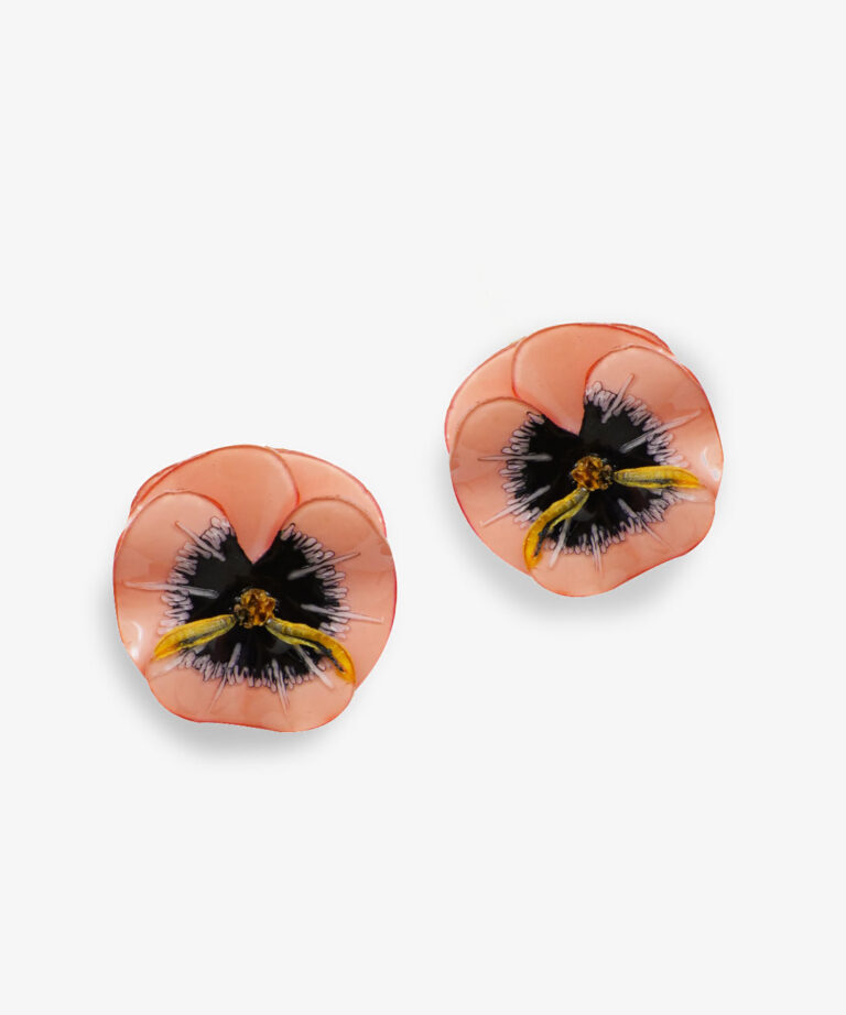 Ciléa Paris - Boucles d'oreilles courtes Pensée - Petit – Édition limitée - Bleu Canard / Dormeuse (Oreilles percées)