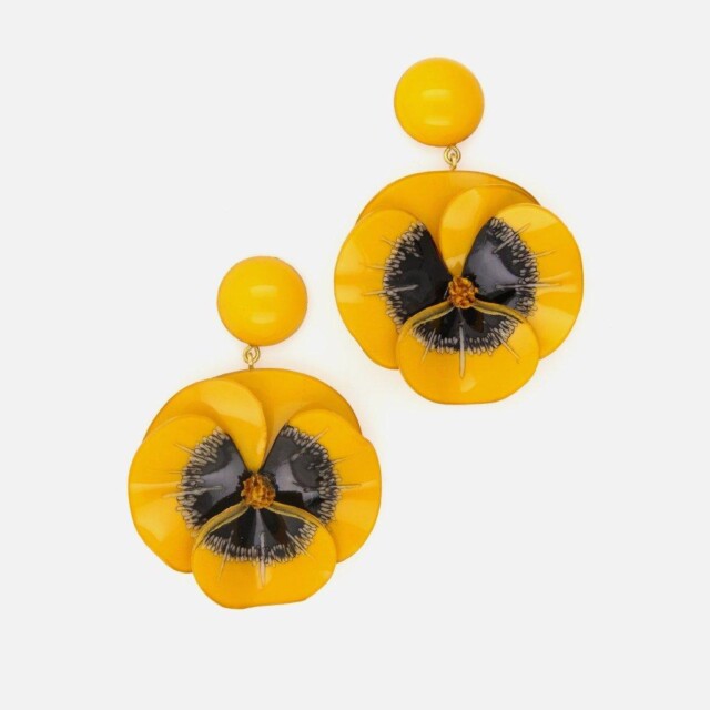 Ciléa Paris - Boucle d'oreille longue Pensée - Maxi – Rose / Tige (Oreilles percées)