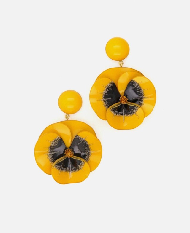 Ciléa Paris - Boucle d'oreille longue Pensée - Maxi – Rose / Tige (Oreilles percées)