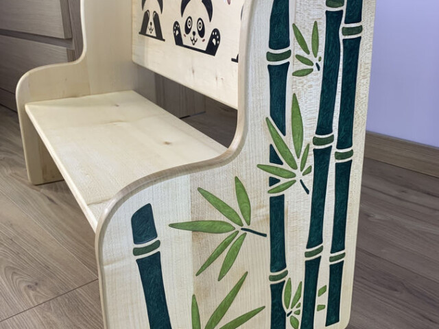 petit banc montessori enfant bois massif artisanal francais couverture original 3 Sève et Copeaux - "Tendresse" : Banc Montessori personnalisable