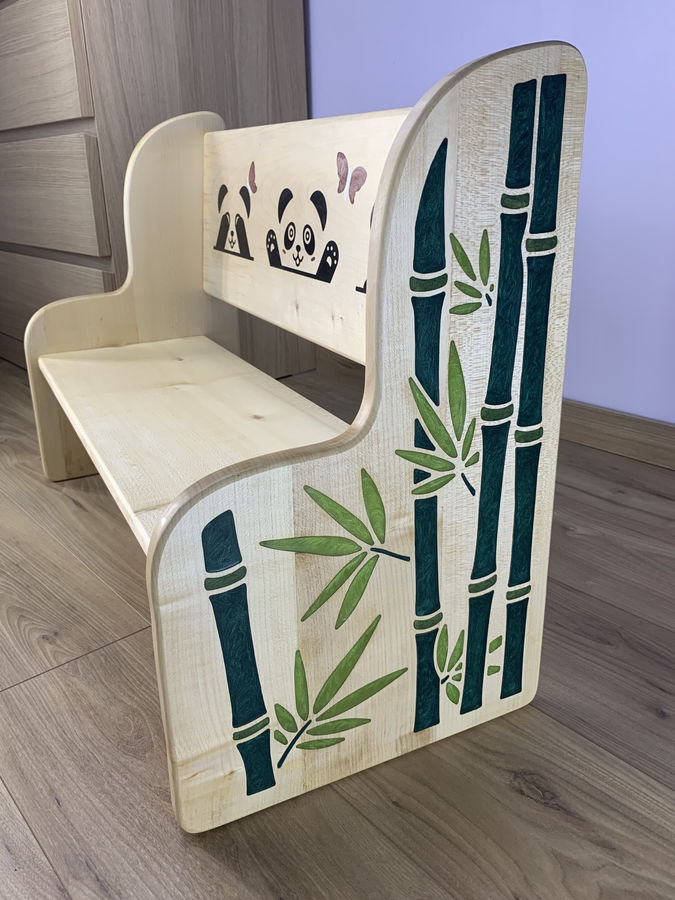 petit banc montessori enfant bois massif artisanal francais couverture original 3 Sève et Copeaux - "Tendresse" : Banc Montessori personnalisable