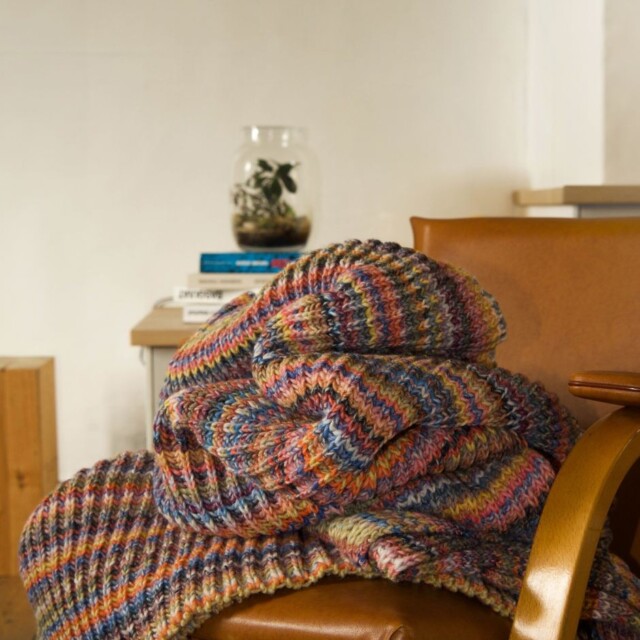 Maison Bonnefoy - Plaid en laine Bayonne Ecru Jaune