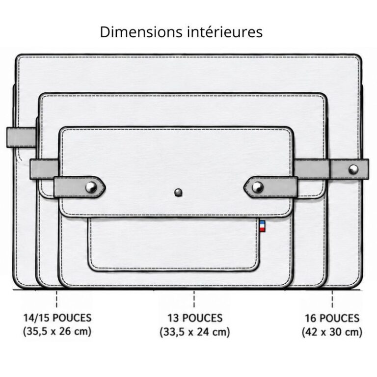SAINT LAZARE - Pochette ordinateur Made in France - Ardoise – 16 pouces (40.5x30cm)