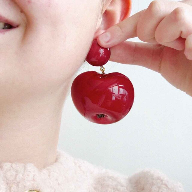 Ciléa Bijoux - Boucles d'oreilles Pomme - Maxi – Tiges (oreilles percées)
