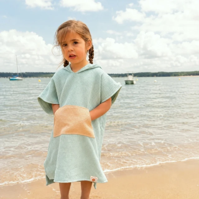 petitpote - Poncho de plage bébé et enfant – Abricot / 3-6 ans