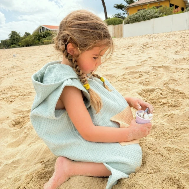 petitpote - Poncho de plage bébé et enfant – Abricot / 3-6 ans