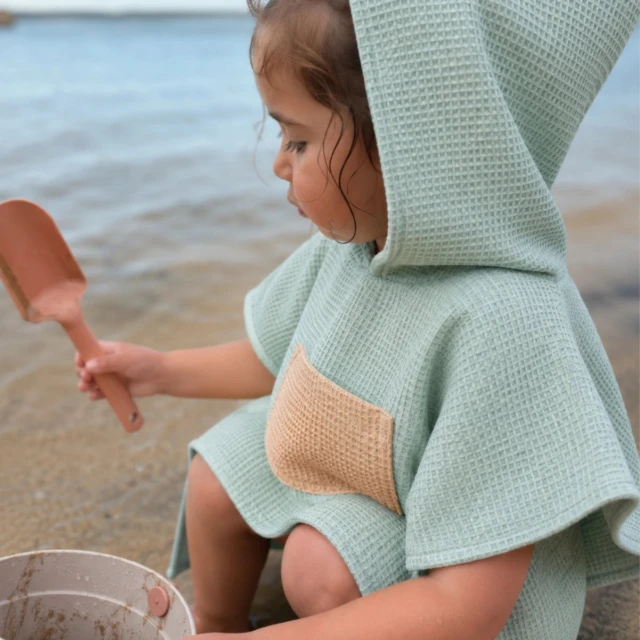 petitpote - Poncho de plage bébé et enfant – Abricot / 3-6 ans