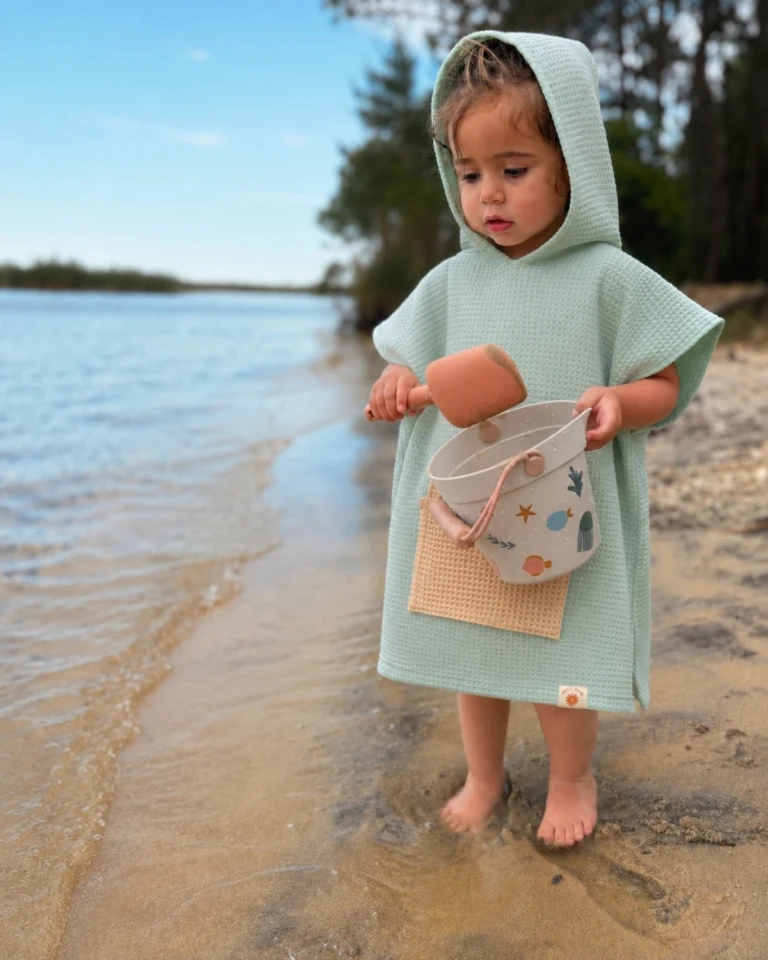 poncho plage bebe2 petitpote - Poncho de plage bébé et enfant – Abricot / 3-6 ans