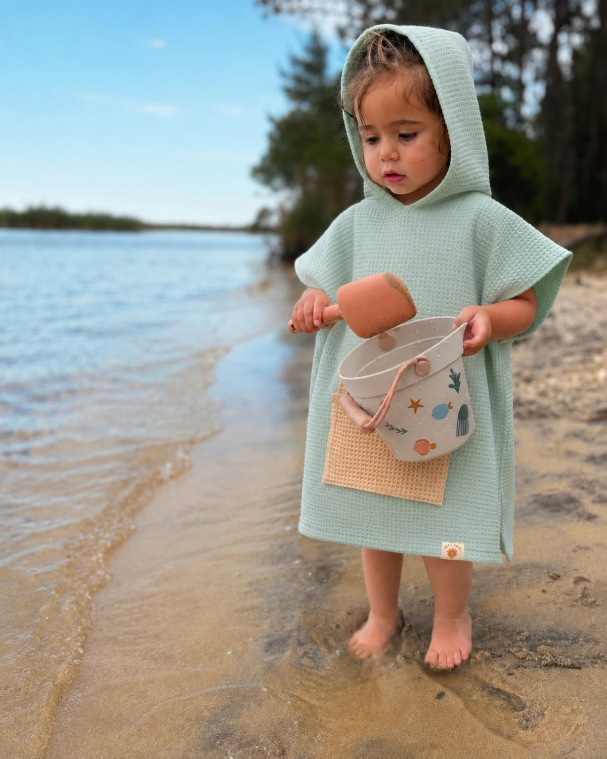 poncho plage bebe2 petitpote - Poncho de plage bébé et enfant – Abricot / 3-6 ans