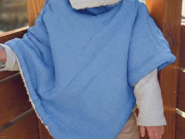 Petit Pote - Poncho bébé enfant – Taille unique / Bleu denim