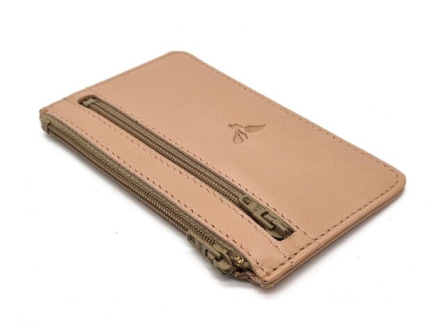 La Guêpe - Petite Maroquinerie - Porte-monnaie simple 2 zip "Luxe" tout cuir nude - PM-044-01