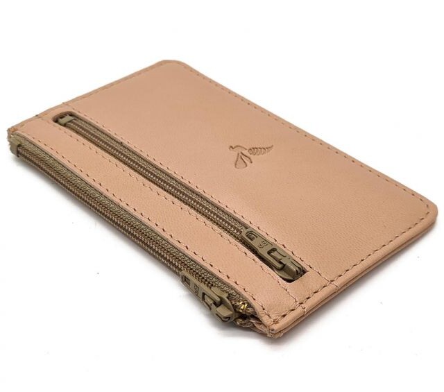La Guêpe - Petite Maroquinerie - Porte-monnaie simple 2 zip "Luxe" tout cuir nude - PM-044-01