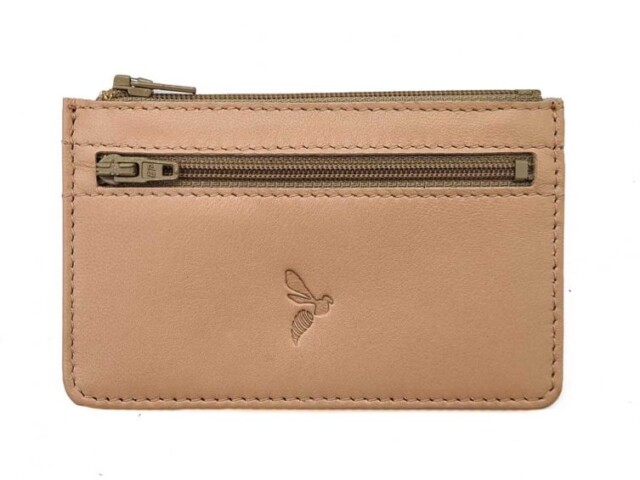 Porte-monnaie simple 2 zip “Luxe” tout cuir nude – PM-044-01 par la marque La Guêpe La Guêpe - Porte-monnaie simple 2 zip “Luxe” tout cuir nude – PM-044-01