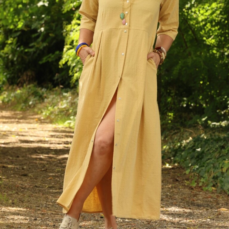 Meta SS25 - Robe Diane - Coton lavé plumetis Camomille – XXXL