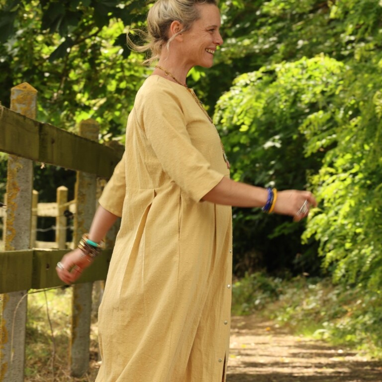 Meta SS25 - Robe Diane - Coton lavé plumetis Camomille – XXXL