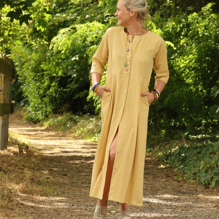 Meta SS25 - Robe Diane - Coton lavé plumetis Camomille – XXXL