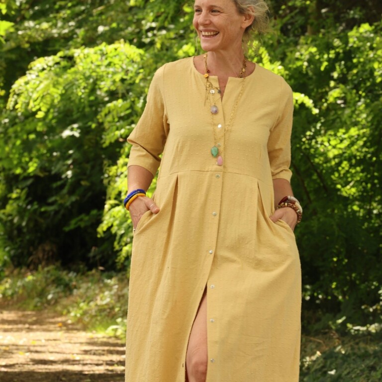 Meta SS25 - Robe Diane - Coton lavé plumetis Camomille – XXXL