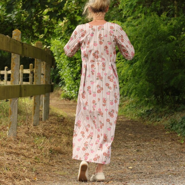 Meta SS25 - Robe Diane - Coton rayures ficelle fleuries – XXXL