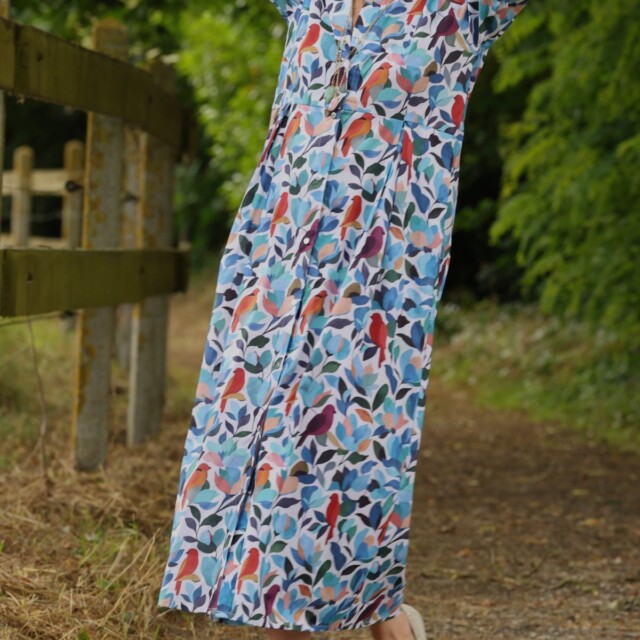 Meta SS25 - Robe Diane - Coton Volière bleutée – XXXL