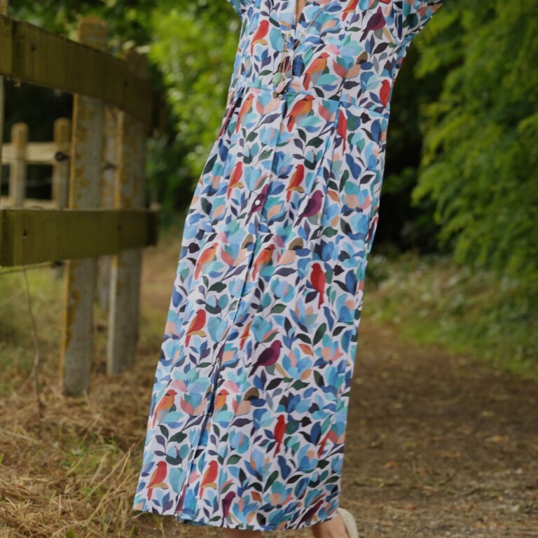 Meta SS25 - Robe Diane - Coton Volière bleutée – XXXL