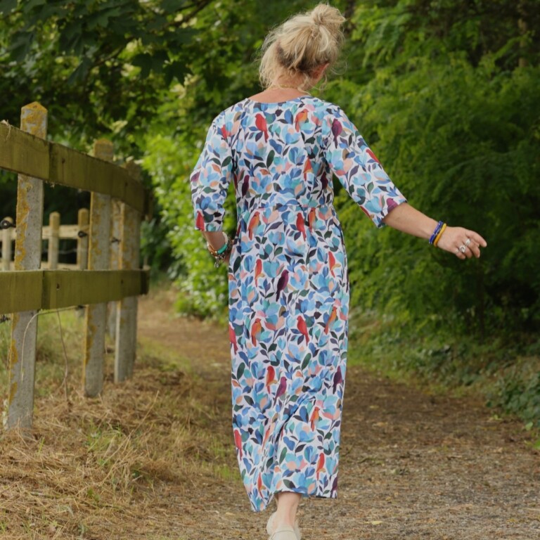 Meta SS25 - Robe Diane - Coton Volière bleutée – XXXL