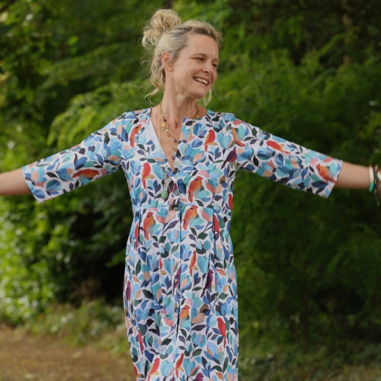 Meta SS25 - Robe Diane - Coton Volière bleutée – XXXL