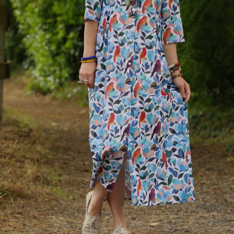 Meta SS25 - Robe Diane - Coton Volière bleutée – XXXL