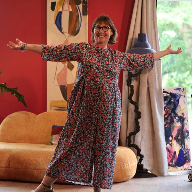 Meta SS25 - Robe Diane - Coton Volière bleutée – XXXL