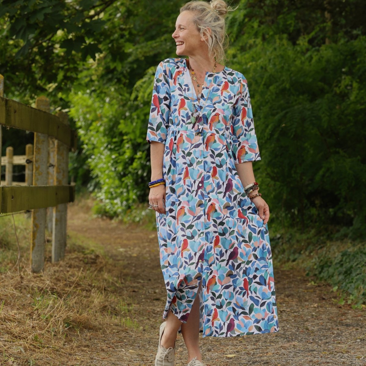 robe diane coton voliere bleutee 8959734 Meta SS25 - Robe Diane - Coton Volière bleutée – XXXL