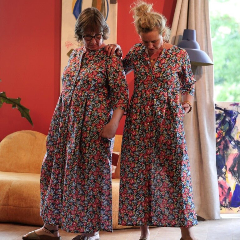 Meta SS25 - Robe Diane - Coton Volière bleutée – XXXL