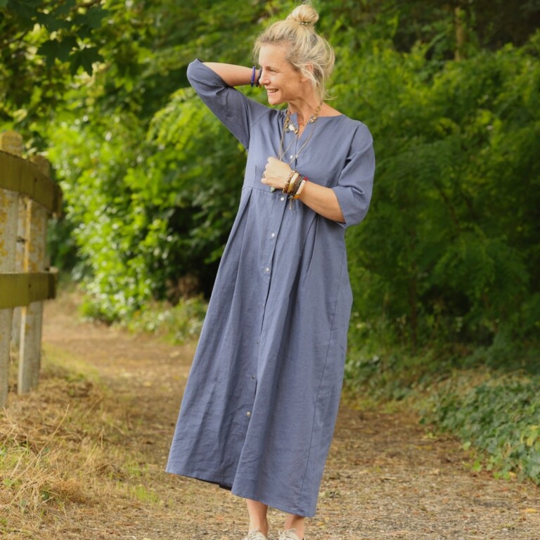 robe diane lin bleu brume 5416803 Meta SS25 - Robe Diane - Lin bleu brume – XXL