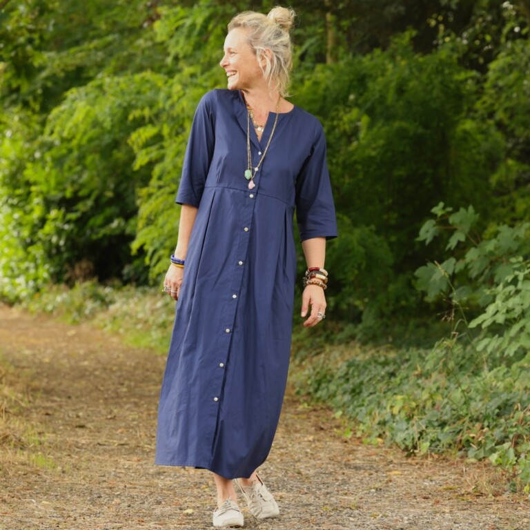 robe diane popeline de coton marine 1331874 Meta SS25 - Robe Diane - Popeline de coton marine – XXXL