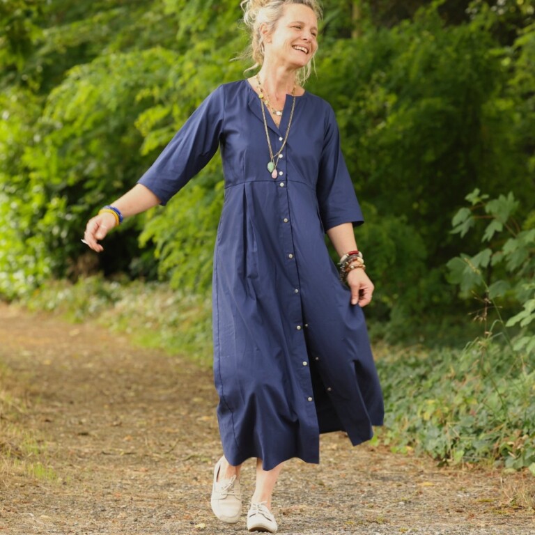 Meta SS25 - Robe Diane - Popeline de coton marine – XXXL