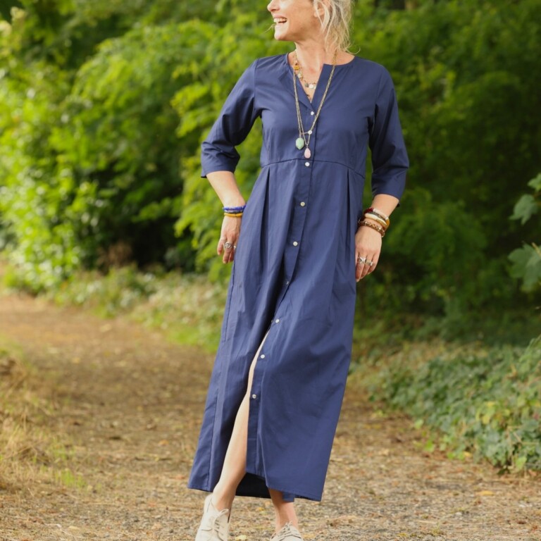 Meta SS25 - Robe Diane - Popeline de coton marine – XXXL