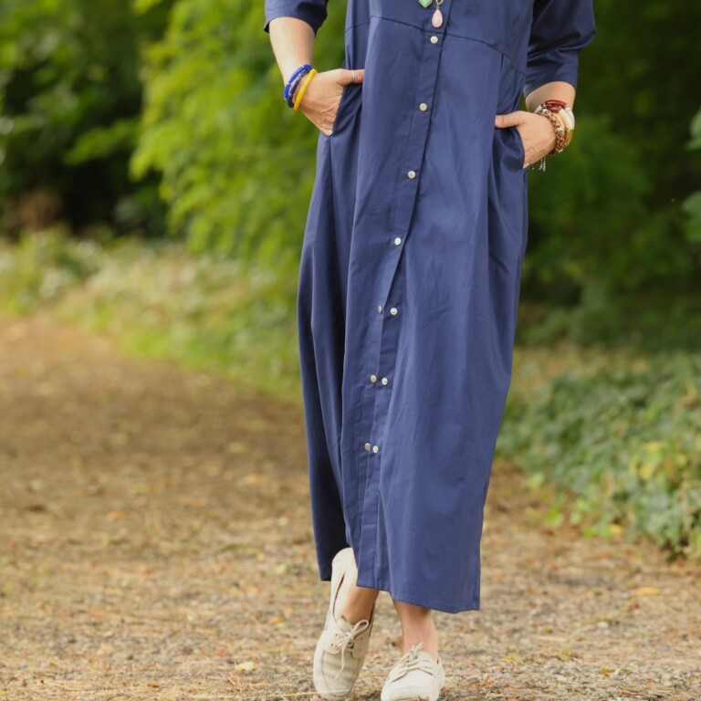 Meta SS25 - Robe Diane - Popeline de coton marine – XXXL