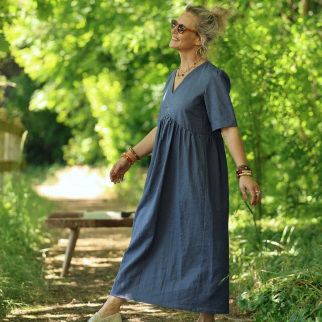 Quintessence - Robe Édonie — Lin bleu jean – 3XL