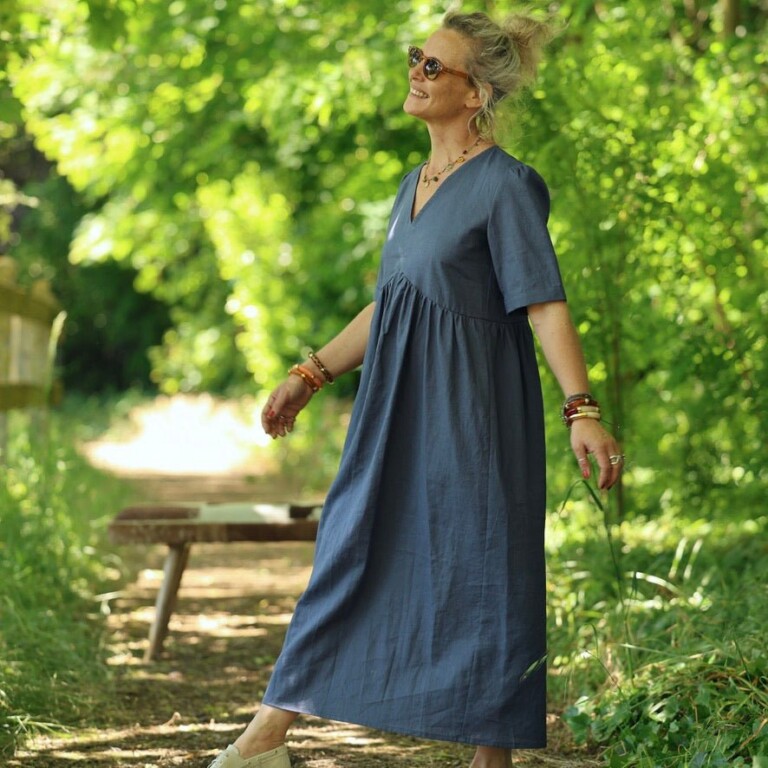 Quintessence - Robe Édonie — Lin bleu jean – XXL