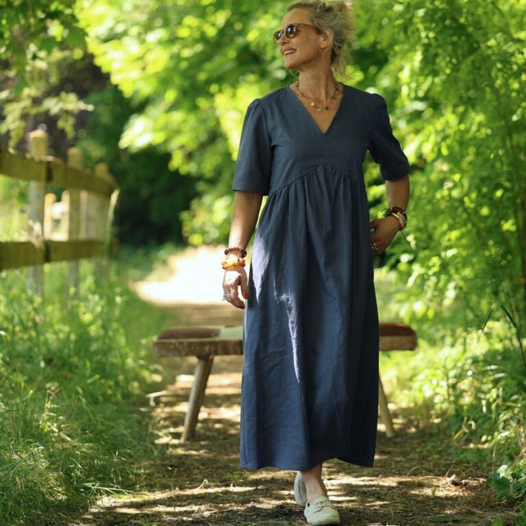 Quintessence - Robe Édonie — Lin bleu jean – XXL