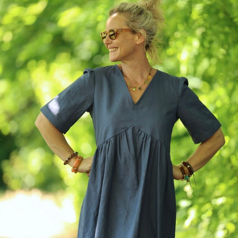 Quintessence - Robe Édonie — Lin bleu jean – XXL