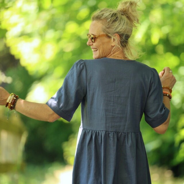 Quintessence - Robe Édonie — Lin bleu jean – 3XL