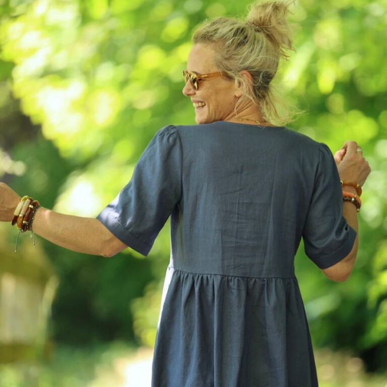 Quintessence - Robe Édonie — Lin bleu jean – XXL