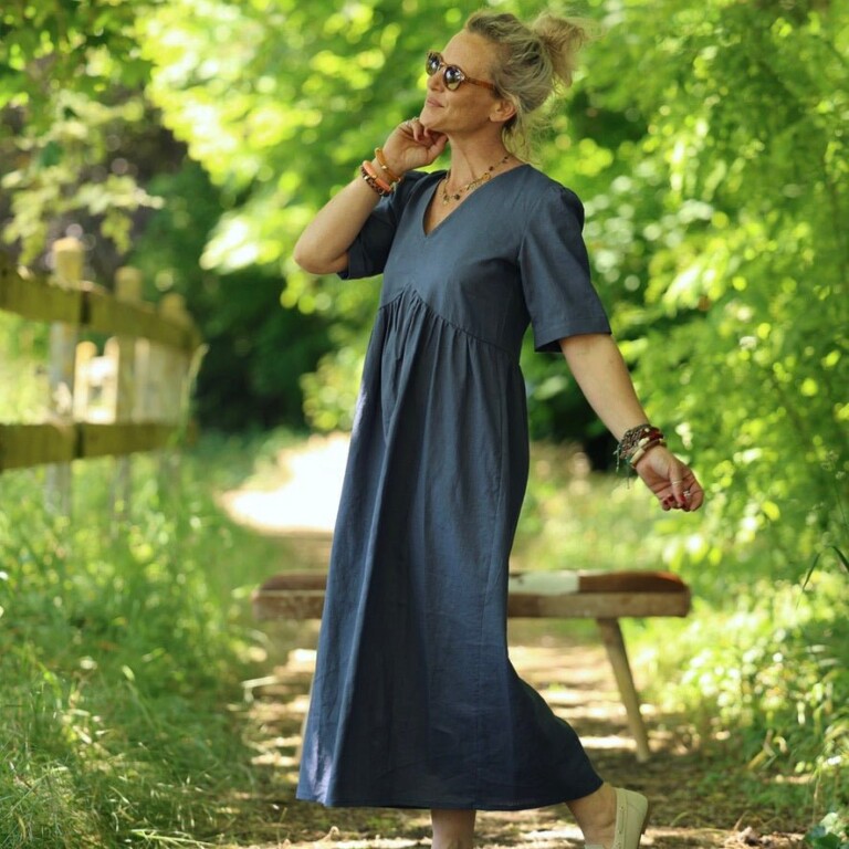 Quintessence - Robe Édonie — Lin bleu jean – XXL