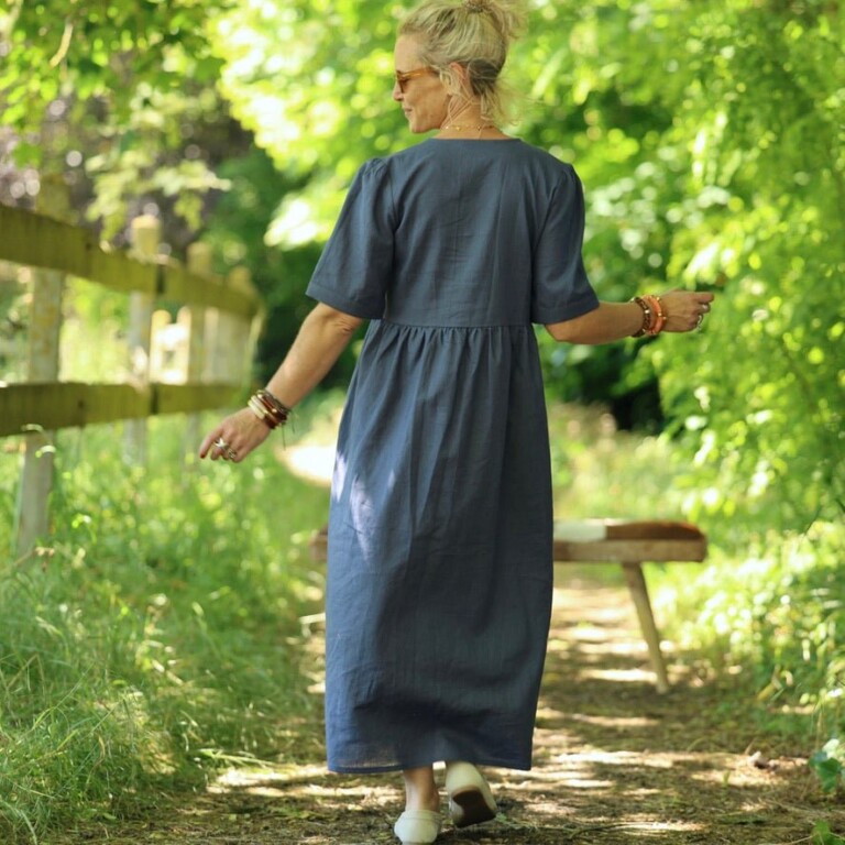 Quintessence - Robe Édonie — Lin bleu jean – XXL