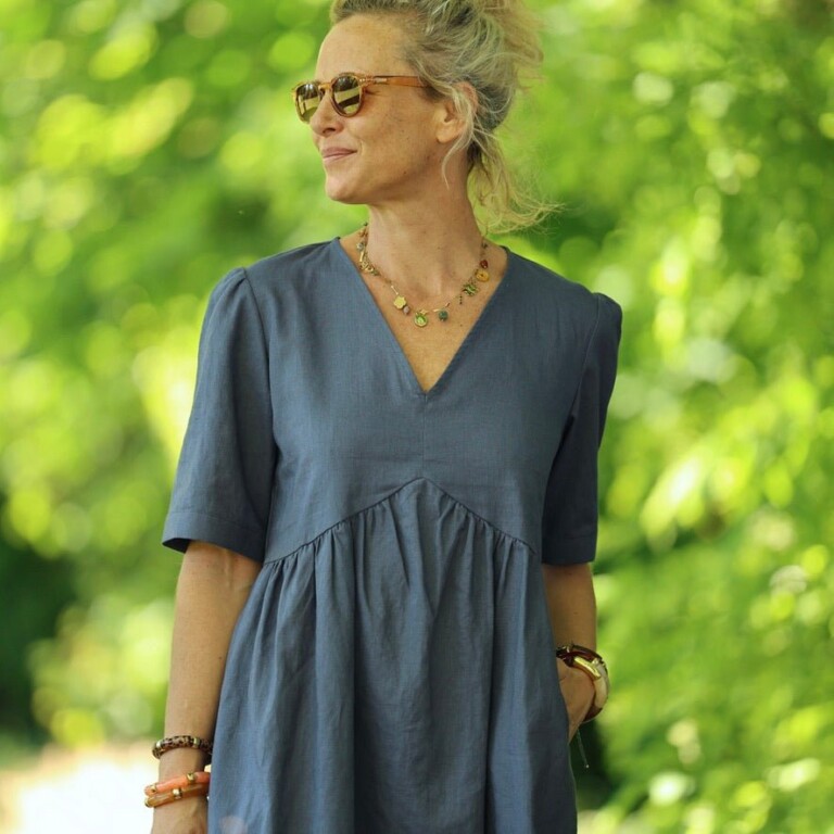 Quintessence - Robe Édonie — Lin bleu jean – XXL