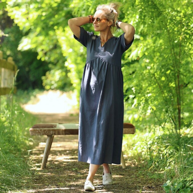 Quintessence - Robe Édonie — Lin bleu jean – XXL
